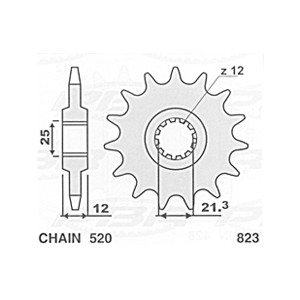 Zębatka przednia 823 15 Husqvarna 125/240/250/350/400/430/500 '83-'89, Husaberg FC/FE 350 '96-'01, FC/FE 400 '96-'03, FE