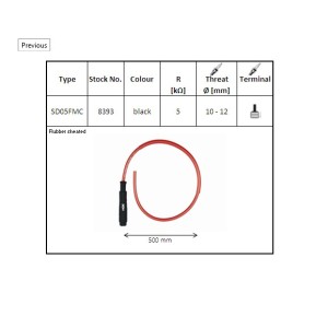 NGK Fajka na świecę ebonitowa prosta kolor czarny (przewód 50 cm) (nr 8393)