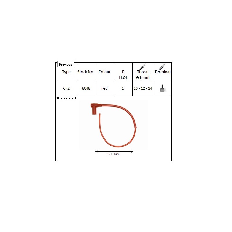 NGK Fajka na świecę gumowa kątowa (90) przewód 50 cm kolor czerwony