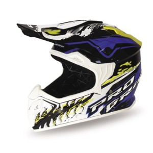 Kask cross dziecięcy PROGRIP PG3009 Jurassic Junior/Kid biały/niebieski/żółty fluo XL