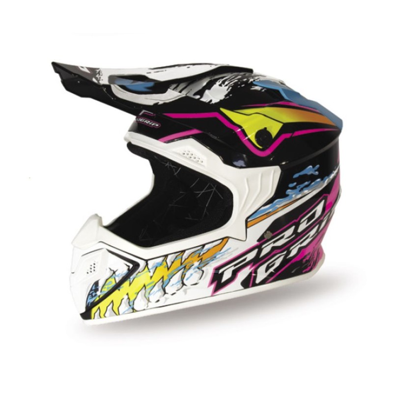 PROGRIP KASK CROSS DZIECIĘCY PG3009 JURASSIC JUNIOR/KID BIAŁY/CZARNY/RÓŻOWY/SELEDYNOWY ROZM. XL