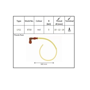 NGK Fajka na świecę ebonitowa kątowa (90) przewód 50 cm kolor czerwony