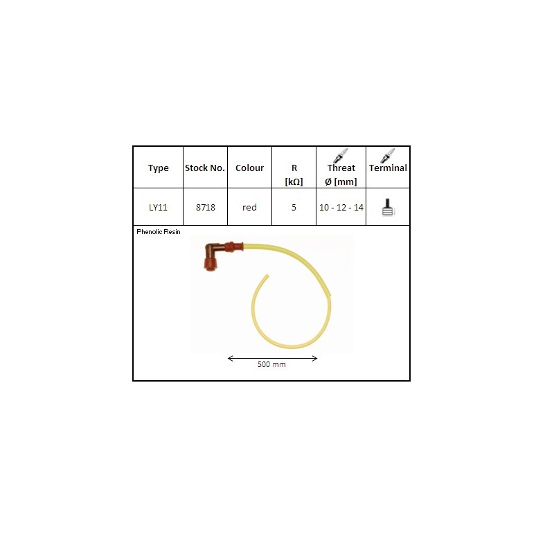 NGK Fajka na świecę ebonitowa kątowa (90) przewód 50 cm kolor czerwony