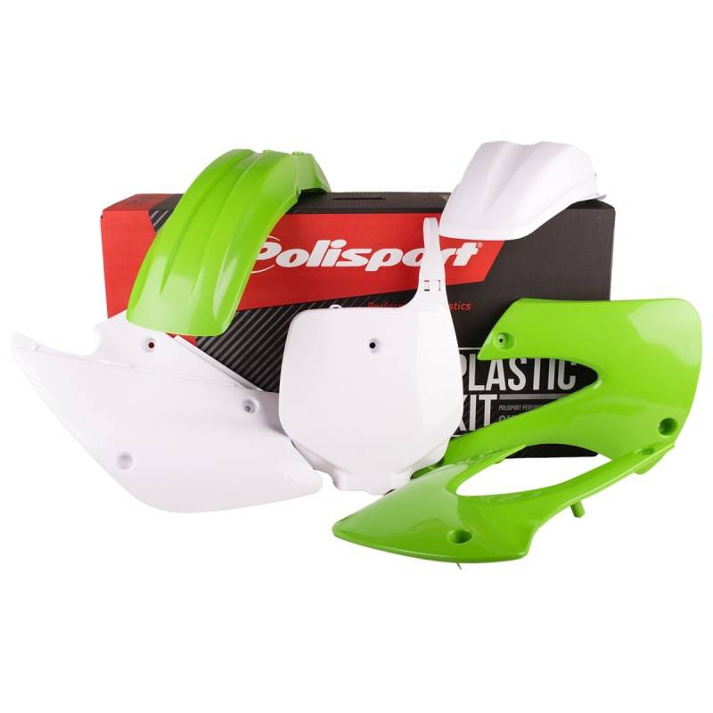 Komplet plastików Kawasaki KX 85/100/112 '01-'13 z tablicą przednią - zielono biały