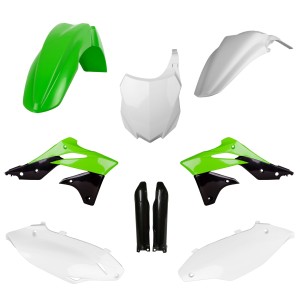 POLISPORT KOMPLET PLASTIKÓW (FULL KIT) KAWASAKI KX 250F '13-'16 Z TABLICĄ PRZEDNIĄ I OSŁONAMI AMORTYZATORÓW