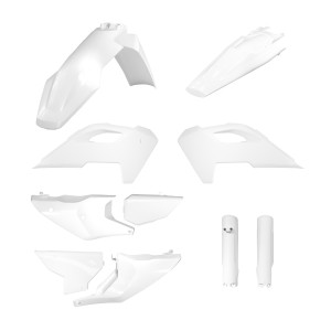 POLISPORT WYPRZEDAŻ KOMPLET PLASTIKÓW (FULL KIT) HUSQVARNA TE/FE TPI '24-'25 Z OSŁONĄ AMORTYZATORÓW BIAŁY OEM