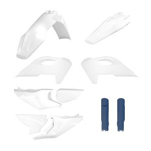POLISPORT WYPRZEDAŻ KOMPLET PLASTIKÓW (FULL KIT) HUSQVARNA TE/FE TPI '24-'25 Z OSŁONĄ AMORTYZATORÓW KOLOR OEM BIAŁY N