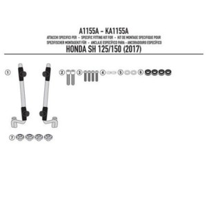 Mocowanie szyby KAPPA 1117AK do Honda SH 125i-150i (17-19)