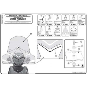 Mocowanie szyby KAPPA KYMCO People GTi 125/200/300 '10-'20