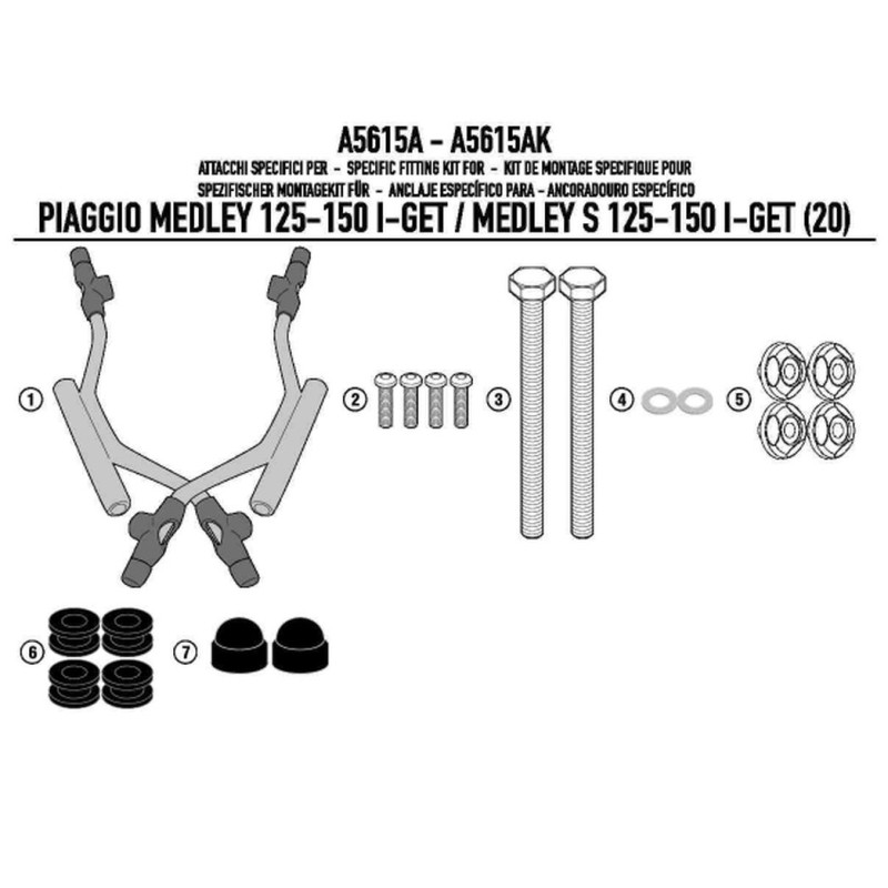 Mocowanie szyby 7057AK do Piaggio Medley 125-150 i get / Medley S 125-150 i get