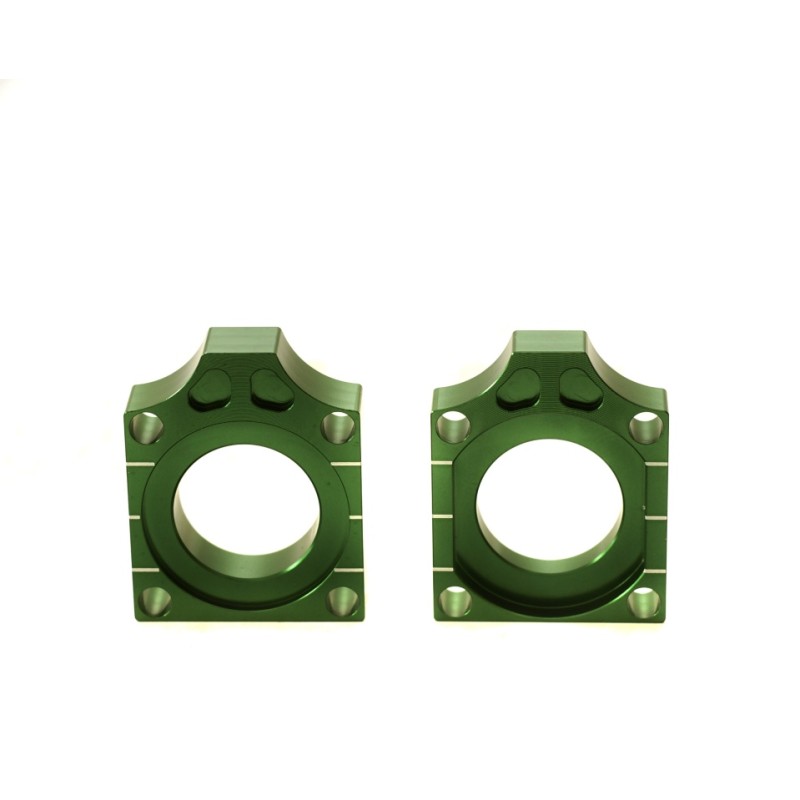 accel napinacz tylnej ośki ze śrubą kawasaki kxf 250 \'17-18 kolor zielony (kpl.-2szt.) - promocja