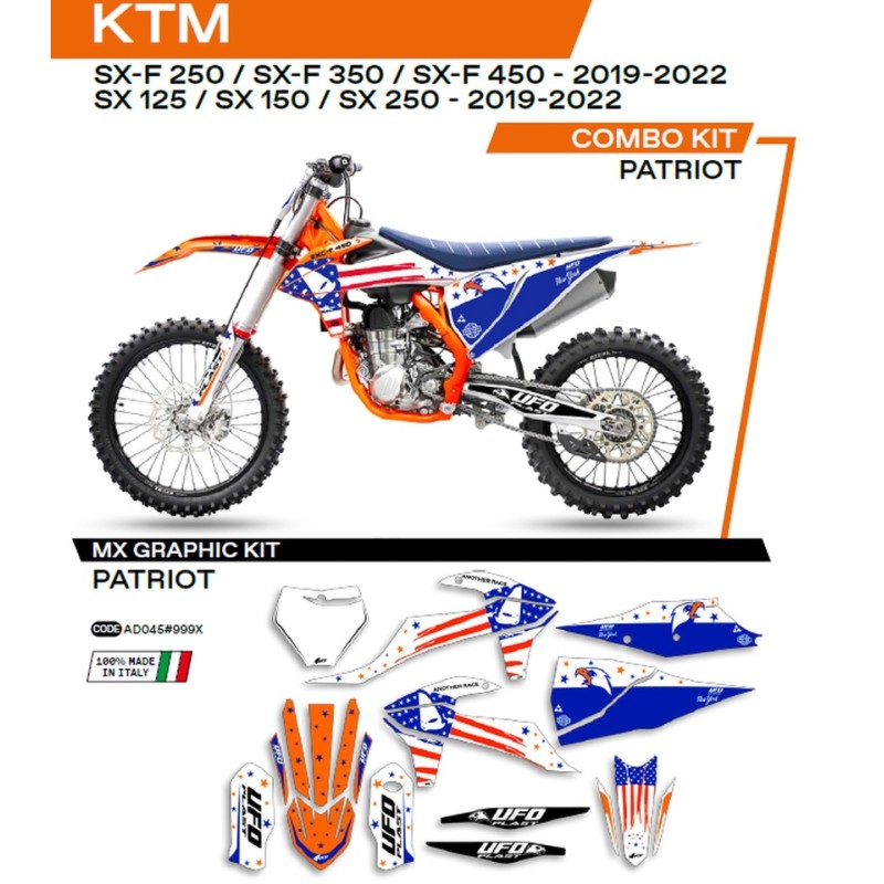 Naklejki KTM SX/SXF 125/150/250/350/450 \'19-\'22 Patriot Biały/Niebieski