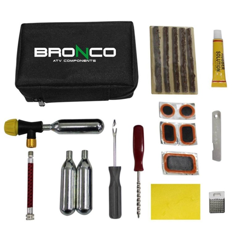 Zestaw naprawczy do pompowania przebitych opon - Bronco (15 elementów)
