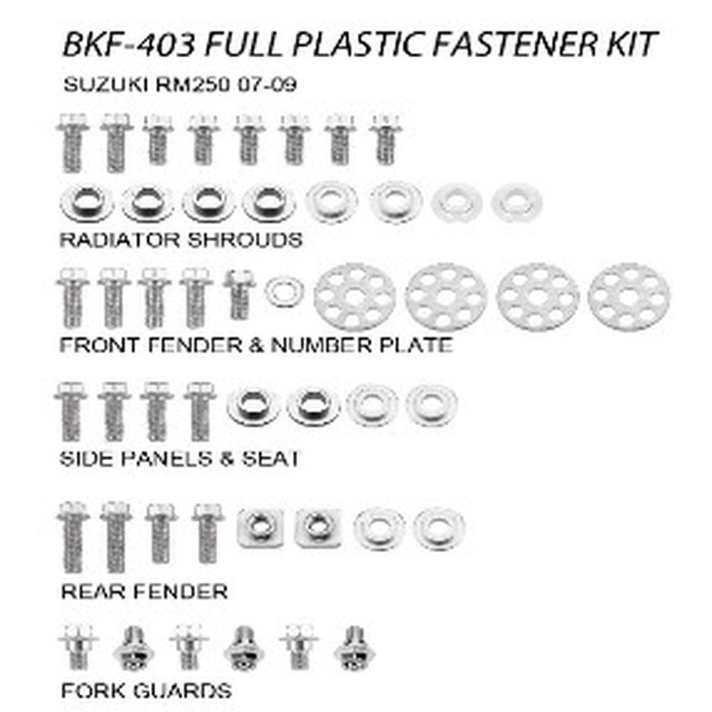 Komplet śrub do plastików Suzuki RMZ 250 '07-09 - ACCEL (BKF-403)