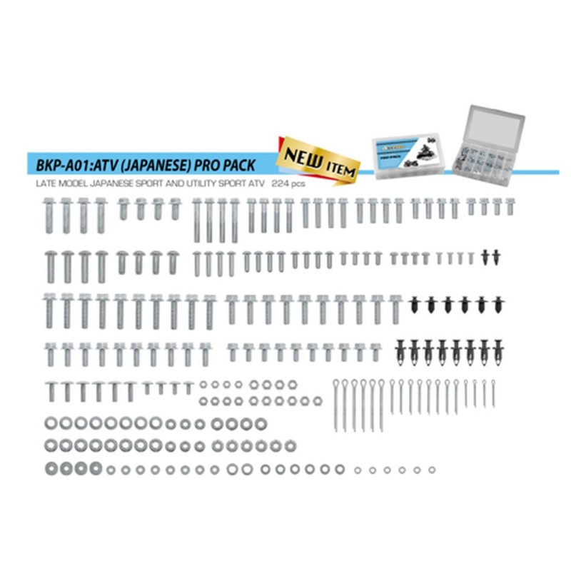Komplet śrub, nakrętek, podkładek, kołków i zawleczek do quadów/atv japońskich