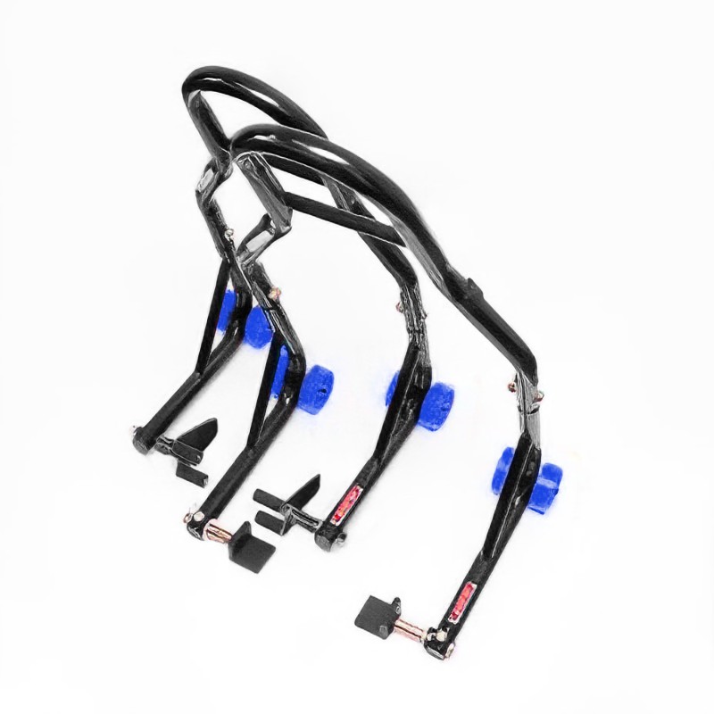 BIKETEC PROMOCJA PODNOŚNIK STOJAK MOTOCYKLOWY BIKER X (PRZÓD/TYŁ) TYP-L (ROLKI) KOMPLET