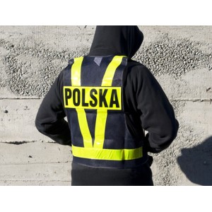 Kamizelka odblaskowa BIKETEC WYPRZEDAŻ - rozmiar, pasy odblaskowe, napis Polska