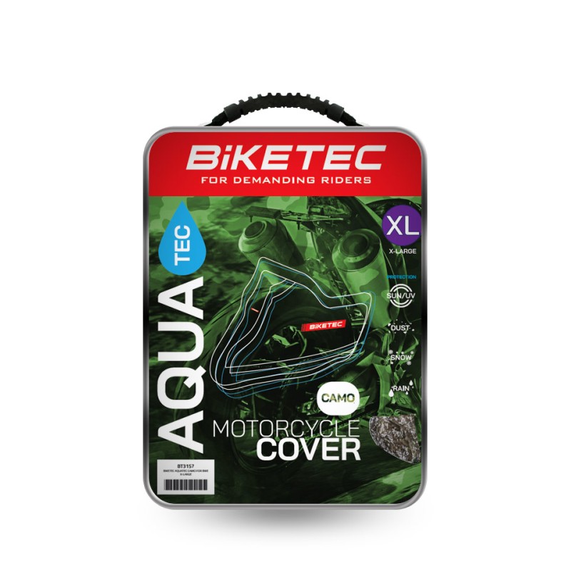 BIKETEC PROMOCJA POKROWIEC WODOODPORNY AQUATEC NA MOTOCYKL KOLOR CAMO KAMUFLAŻ ROZMIAR XL