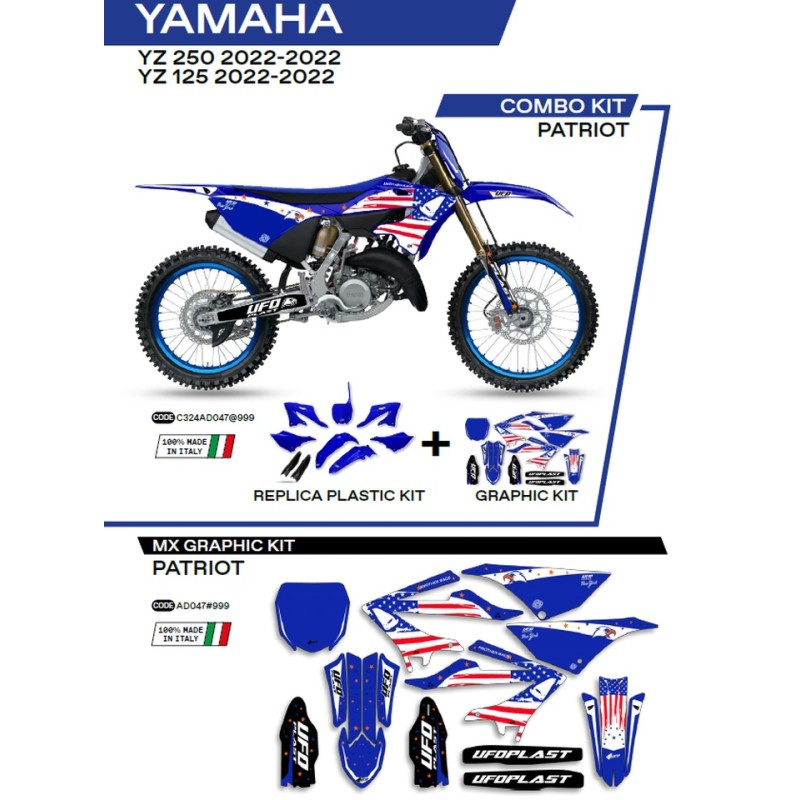 UFO Komplet Plastików i Naklejek Yamaha YZ 125/250 '22 + Tablica Przednia YA04860