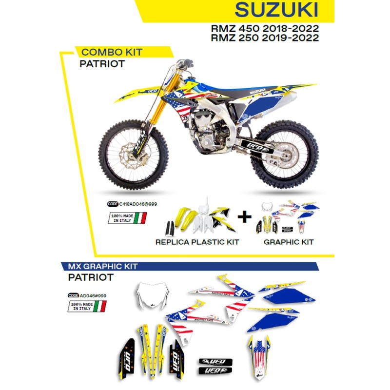UFO KOMPLET PLASTIKÓW SUZUKI RMZ 250 '19-'22; RMZ 450 '18-'22 - ZESTAW PRZEDNI