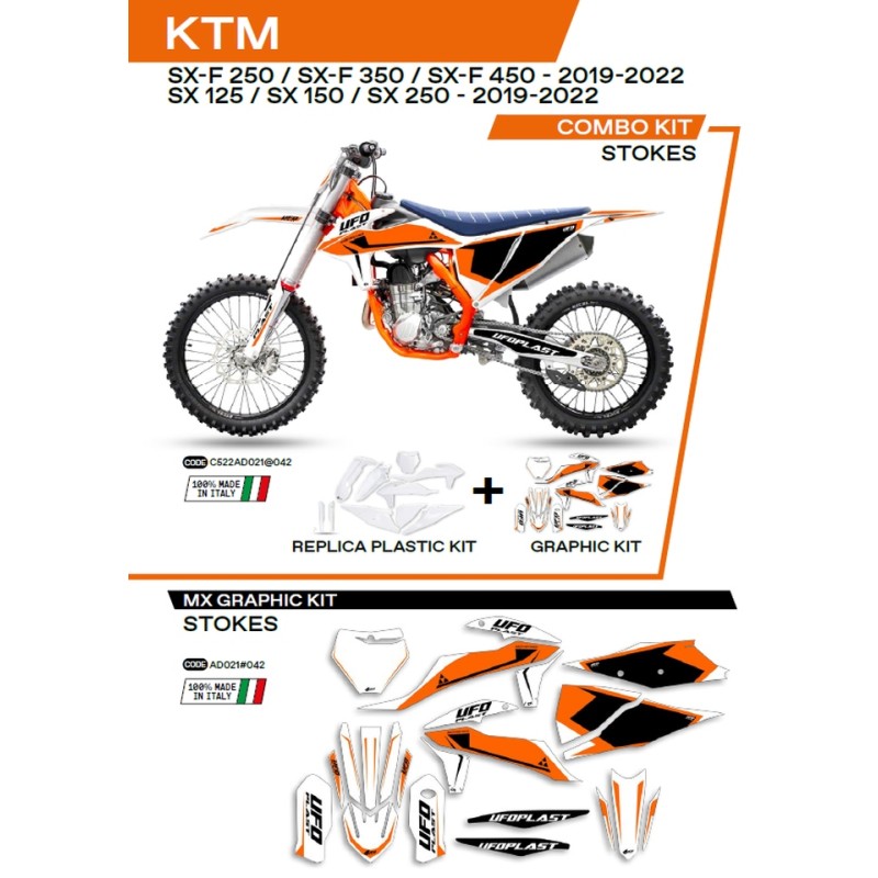 Komplet plastików UFO KTKIT522042 do KTM SX/SXF 125/150/250/350/450 '19-'22 + naklejki