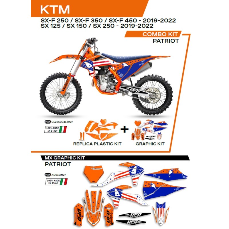 UFO KOMPLET PLASTIKÓW KTKIT522127 PLUS NAKLEJKI KTM SX/SXF 125/150/250/350/450 '19-'22