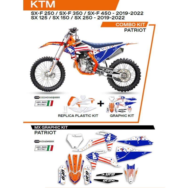 UFO KOMPLET PLASTIKÓW KTKIT522999X PLUS NAKLEJKI KTM SX/SXF 125/150/250/350/450 '19-'22