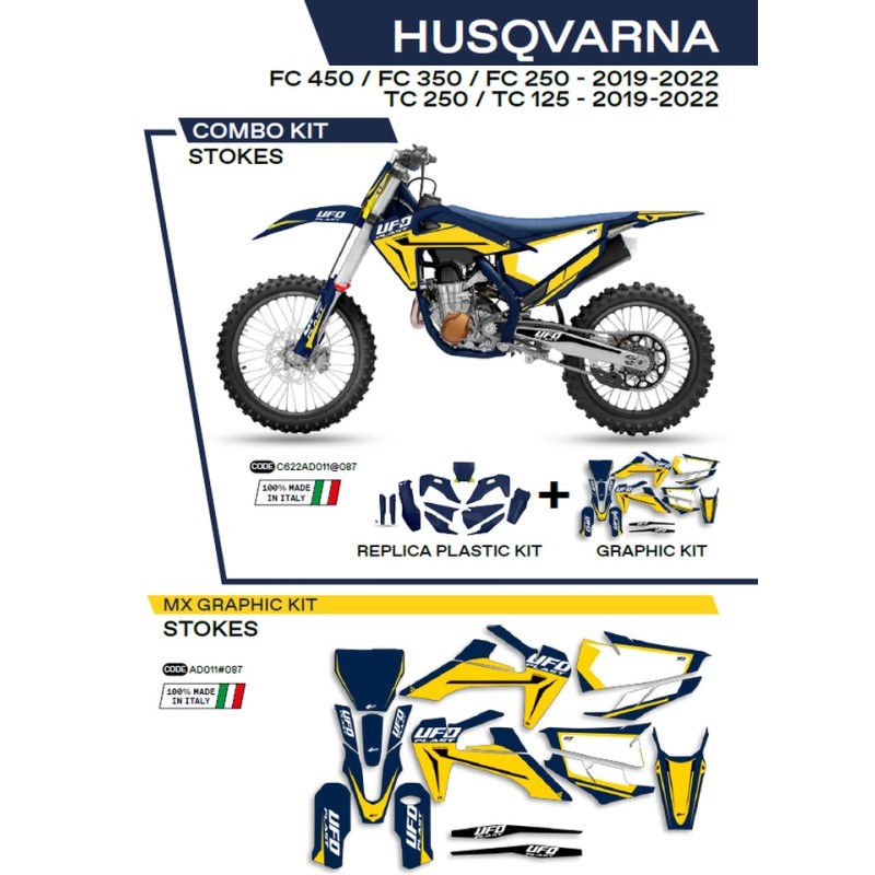 UFO Komplet plastików HUKIT622087 plus naklejki Husqvarna TC 125/250 '19-'22: FC 250/350/450 '19-'22