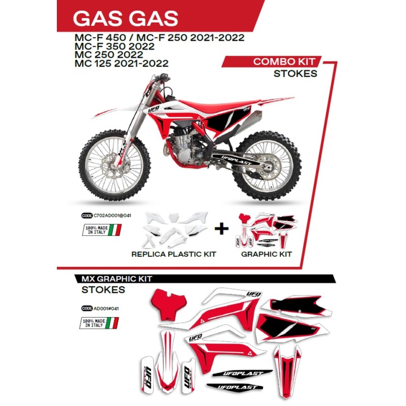 UFO Komplet Plastików GGKIT702041 Plus Naklejki Gas Gas MC 125 '21-'22: MC 250 '22: MCF 250/350/450 '21-'22