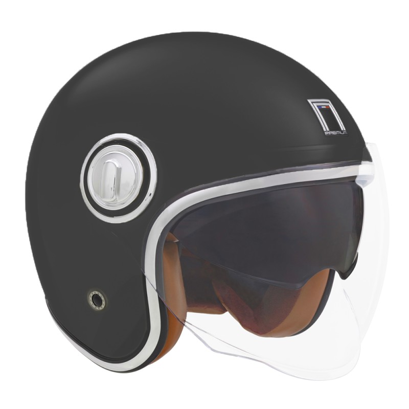 NOX PREMIUM KASK OTWARTY JET HERITAGE SOLID CZARNY MAT XL
