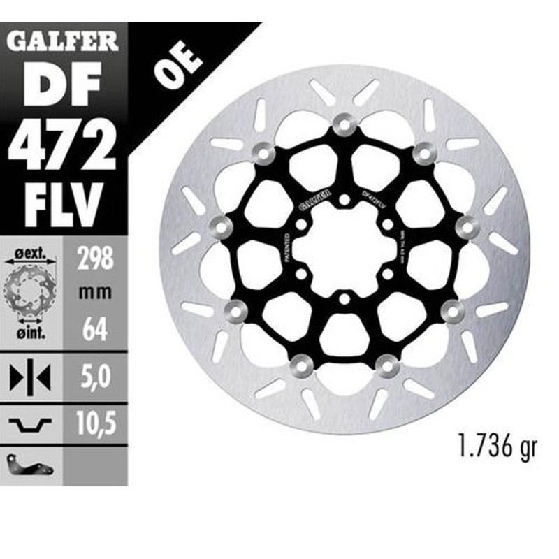 Tarcza hamulcowa GALFER do motocykli Aprilia, Cagiva, Indian, Moto Morini, Victory, Yamaha (298x64x5) Floating