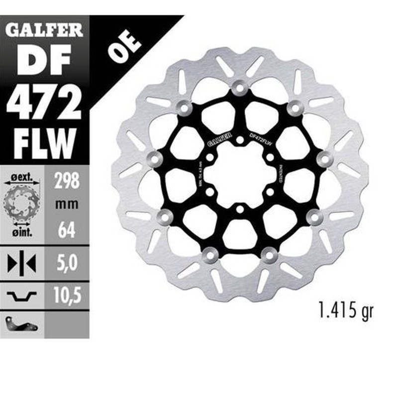 GALFER TARCZA HAMULCOWA PRZÓD / TYŁ APRILIA: CAGIVA: INDIAN: MOTO MORINI: VICTORY: YAMAHA (298X64X5)