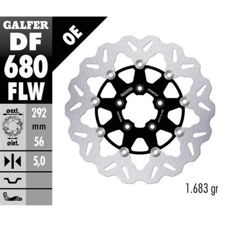 GALFER TARCZA HAMULCOWA PRZÓD HARLEY-DAVIDSON 292x56x5 WAVE - PŁYWAJĄCA