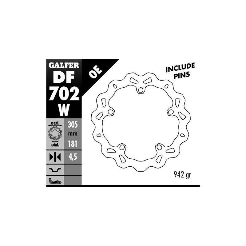 Tarcza hamulcowa GALFER przód BMW R 850/1100/1150/1200 (305X181X4,8) (NG1044) WAVE