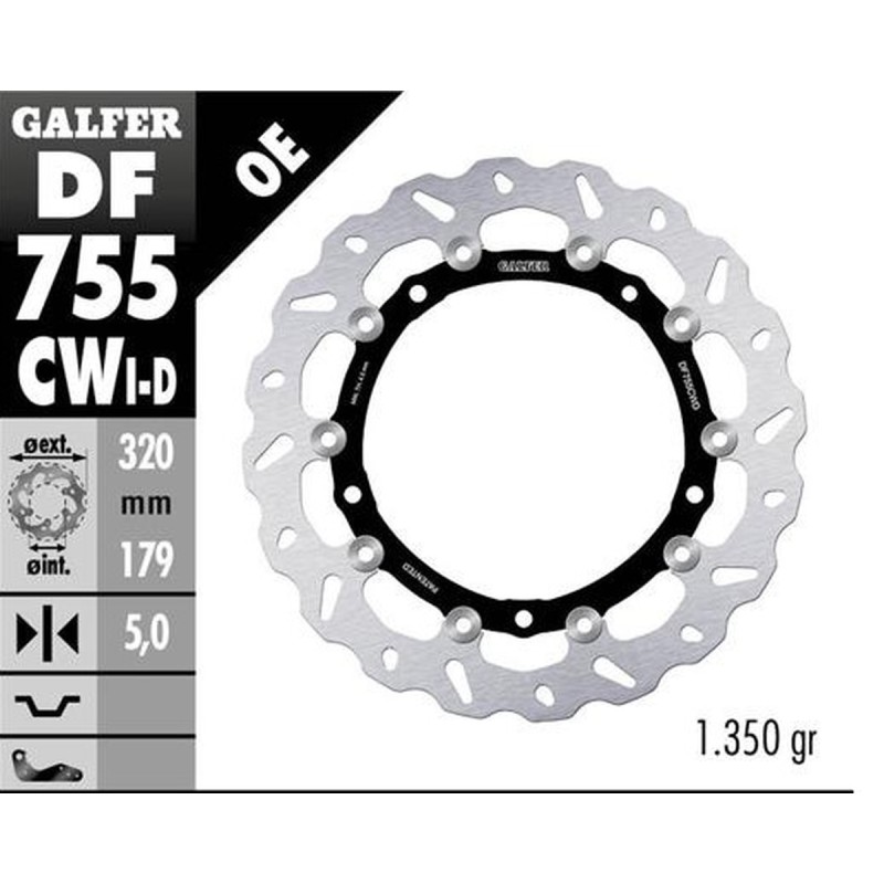 Tarcza hamulcowa przód BMW S 1000R/RR/XR '09-'22 (PRAWA) (WAVE FLOATING) (320X179X5MM)