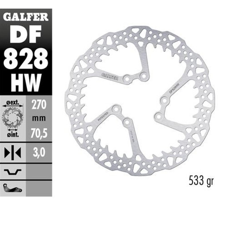 Tarcza hamulcowa Galfer przód TM EN/MX/SMR/SMX 125/144/250/300/400/450/530 '00-'24 (270X70,5X3MM) Shark Enduro MX