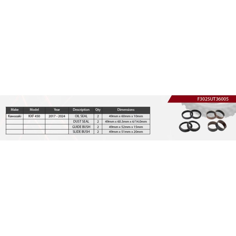 Zestaw naprawczy amortyzatora przedniego Kawasaki KXF 450 '17-'24