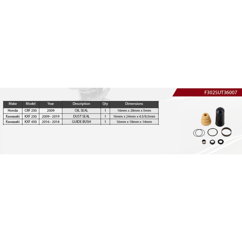 Zestaw naprawczy amortyzatora tylnego do HONDA CRF 250 '09, KAWASAKI KXF 250 '09-19, KXF 450 '16-18