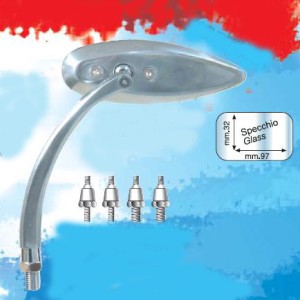 Lusterko uniwersalne aluminium polerowane - kompletny zestaw adapterów