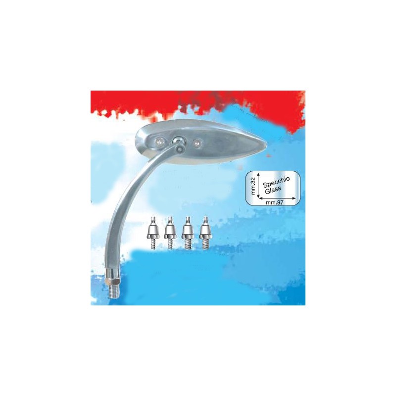 Lusterko uniwersalne aluminium polerowane - kompletny zestaw adapterów