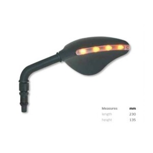 Lusterko lewe z kierunkowskazem LED - czarne, uniwersalne M10X1,25
