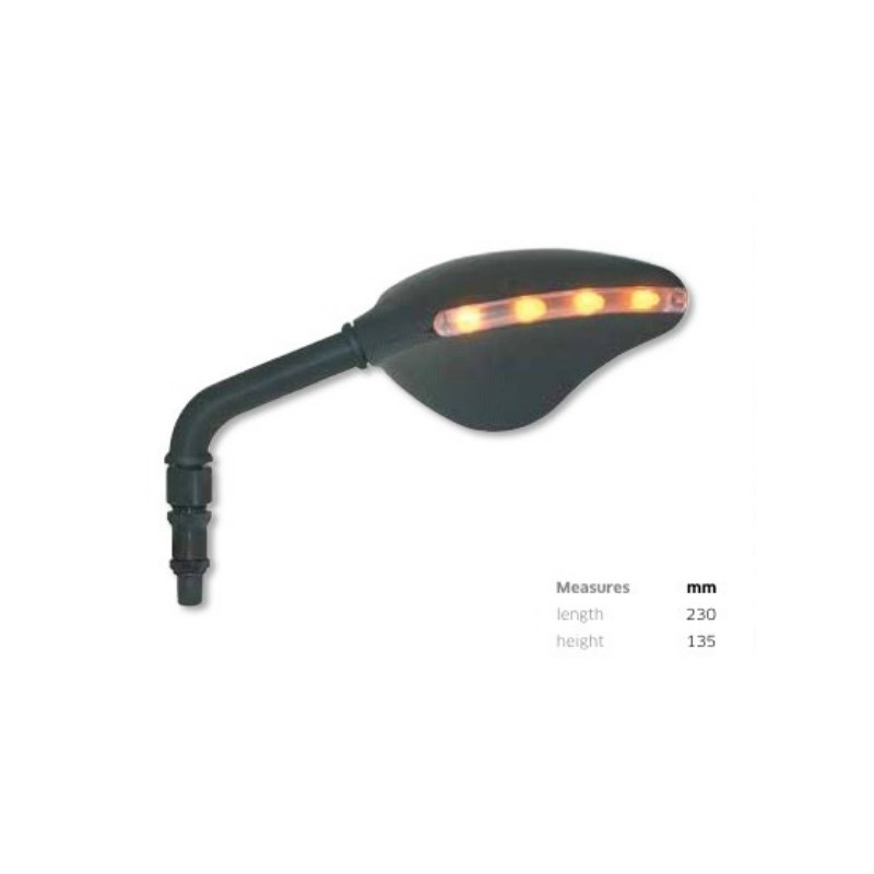 Lusterko lewe z kierunkowskazem LED - czarne, uniwersalne M10X1,25