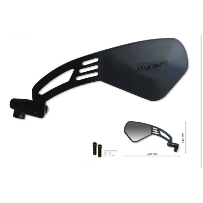 Lusterko lewe do samochodu Viper - kolor czarny, aluminium