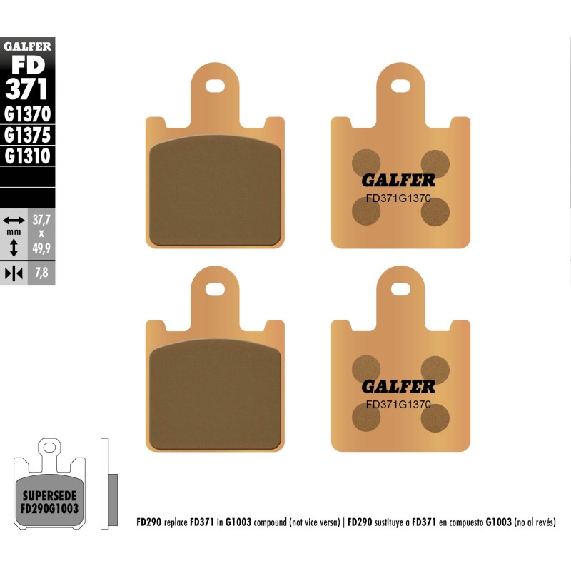 Klocki hamulcowe GALFER KH417/4 Spięk metaliczny (złote) - Street