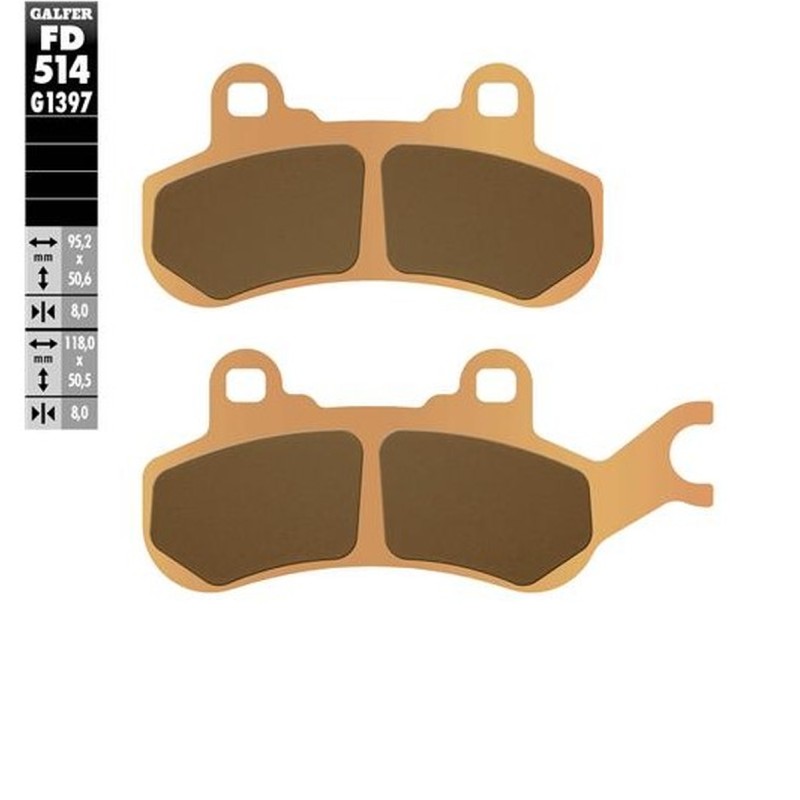 Klocki hamulcowe GALFER KH682 złote do ATV Can-Am - lewy przód