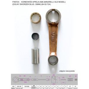 Korbówód FLYWAY (PLATT) do Aprilii AM6 (Minarelli old model) - Dolny sworzeń 30mm