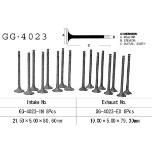 Vesrah Zawór ssący Kawasaki GPX 600 R GPZ 600R ZL 600 '89-99 '85-90 '86-97 (OEM: 12004-1064, 12004-1075)