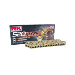 RK ŁAŃCUCH NAPĘDOWY (MOTOCROSS) 520MXZ5-120 ZAPINKA (CL) W ZESTAWIE KOLOR ZŁOTY (POJEMNOŚĆ: DO 500 CCM)