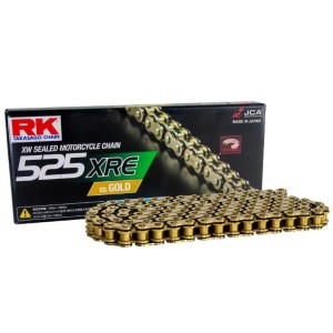 RK ŁAŃCUCH NAPĘDOWY GB525XRE-112 (XW-RING) ZAKUWKA (CLF) ZESTAW KOLOR ZŁOTY