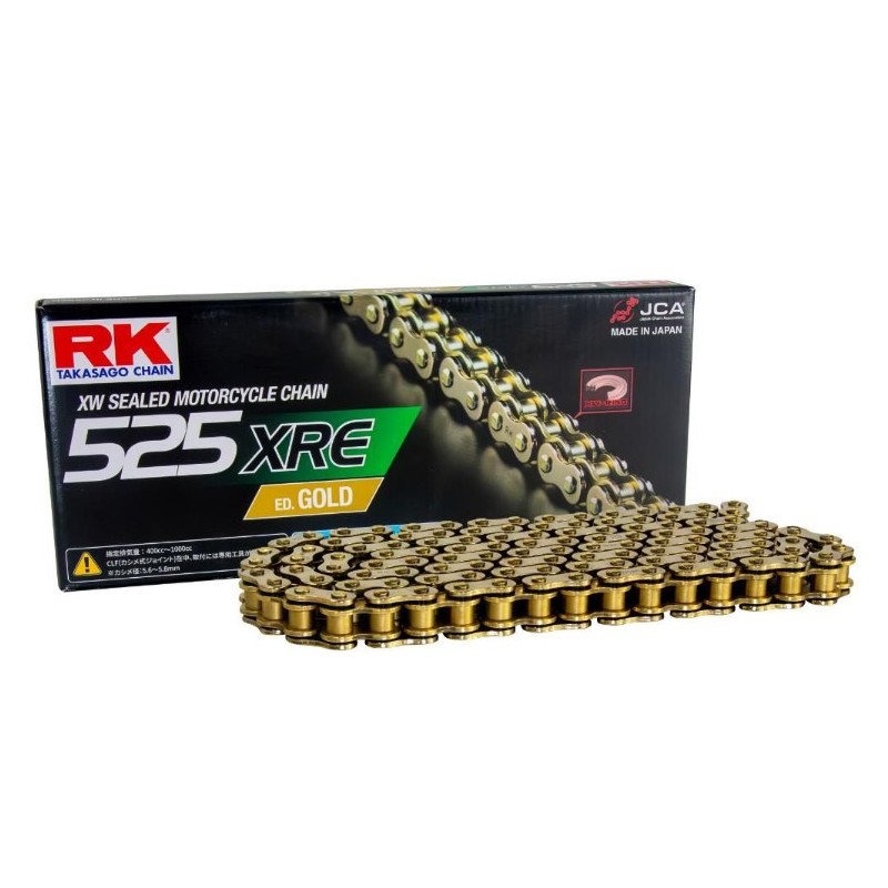RK ŁAŃCUCH NAPĘDOWY GB525XRE-112 (XW-RING) ZAKUWKA (CLF) ZESTAW KOLOR ZŁOTY